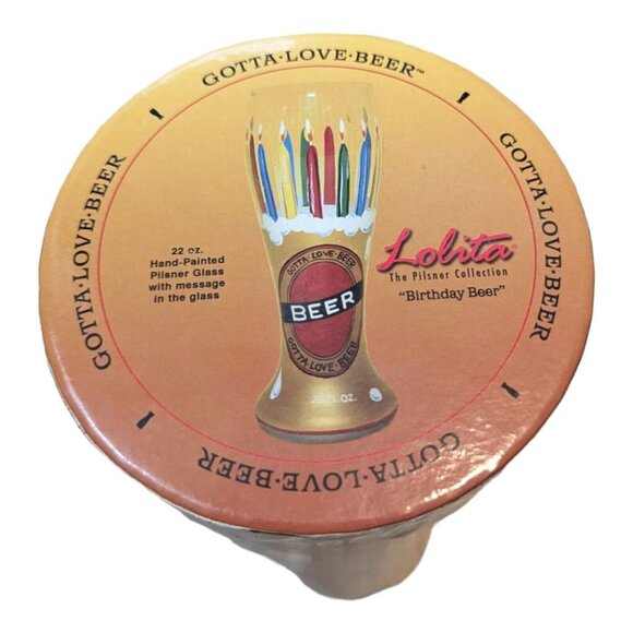LOLITA Birthday Pilsner Style 22 oz GLASS Hand painted - Picture 13 of 16